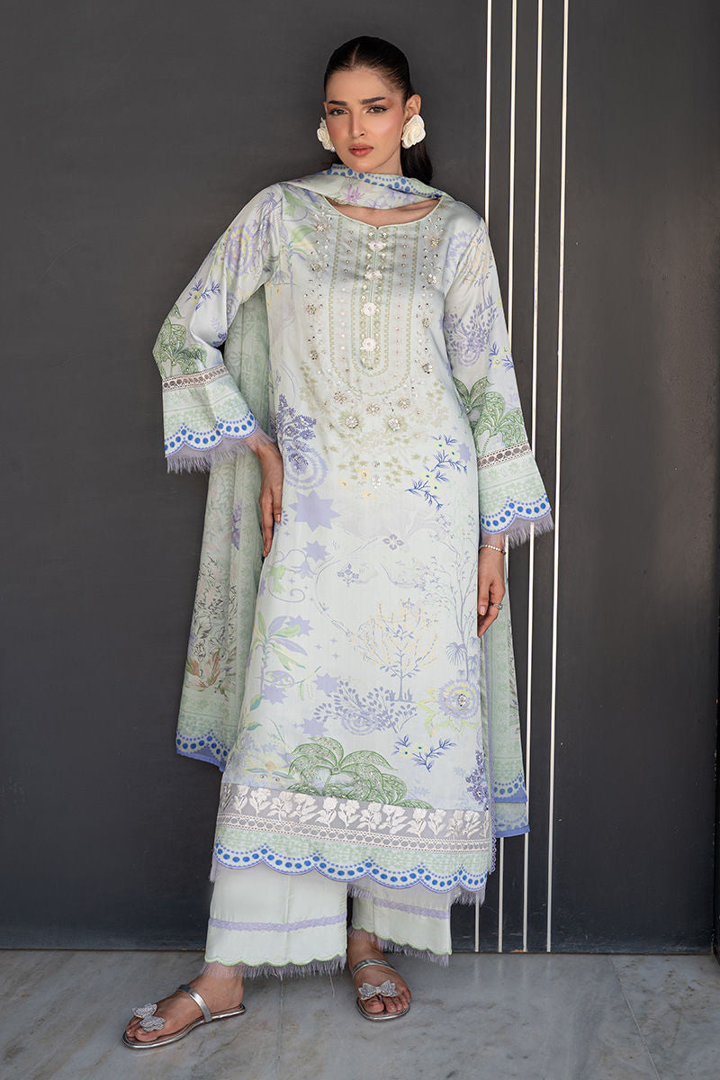 Fatima Khan | Layan Printed Eid Edit | Mint Riverie by Fatima Khan - Designer Dress  - Type : Ladies Clothes - Available at Libayah - 100% Original 