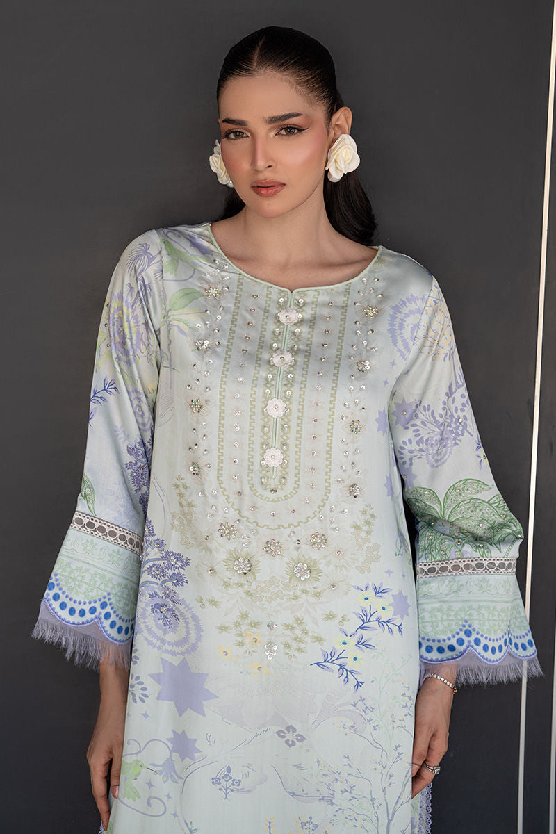 Fatima Khan | Layan Printed Eid Edit | Mint Riverie by Fatima Khan - Designer Dress  - Type : Ladies Clothes - Available at Libayah - 100% Original 