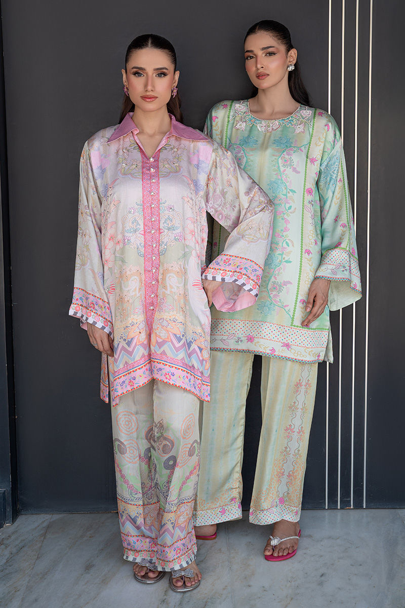 Fatima Khan | Layan Printed Eid Edit | Breezy Mint - Coord Set by Fatima Khan - Designer Dress  - Type : Ladies Clothes - Available at Libayah - 100% Original 