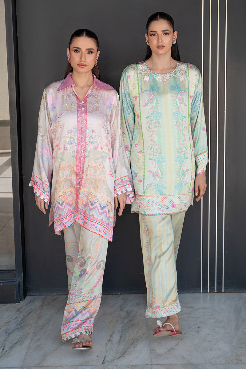 Fatima Khan | Layan Printed Eid Edit | Breezy Mint - Coord Set by Fatima Khan - Designer Dress  - Type : Ladies Clothes - Available at Libayah - 100% Original 