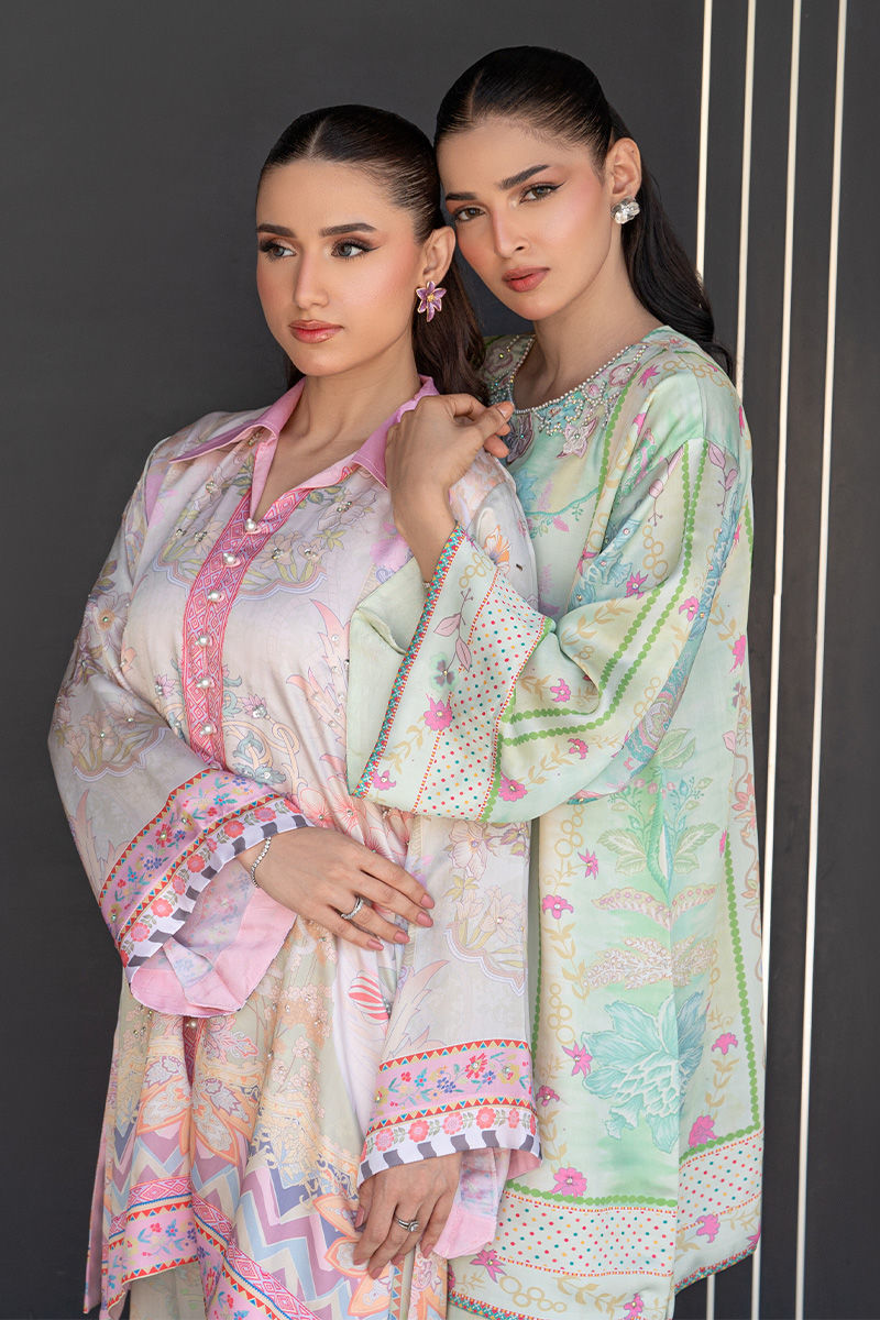 Fatima Khan | Layan Printed Eid Edit | Breezy Mint - Coord Set by Fatima Khan - Designer Dress  - Type : Ladies Clothes - Available at Libayah - 100% Original 