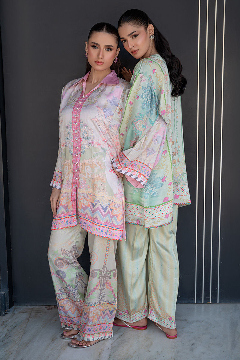 Fatima Khan | Layan Printed Eid Edit | Breezy Mint - Coord Set by Fatima Khan - Designer Dress  - Type : Ladies Clothes - Available at Libayah - 100% Original 