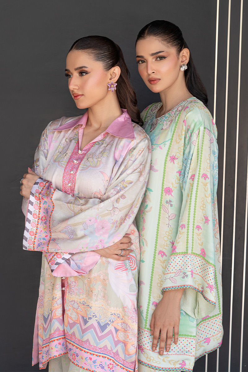 Fatima Khan | Layan Printed Eid Edit | Breezy Mint - Coord Set by Fatima Khan - Designer Dress  - Type : Ladies Clothes - Available at Libayah - 100% Original 