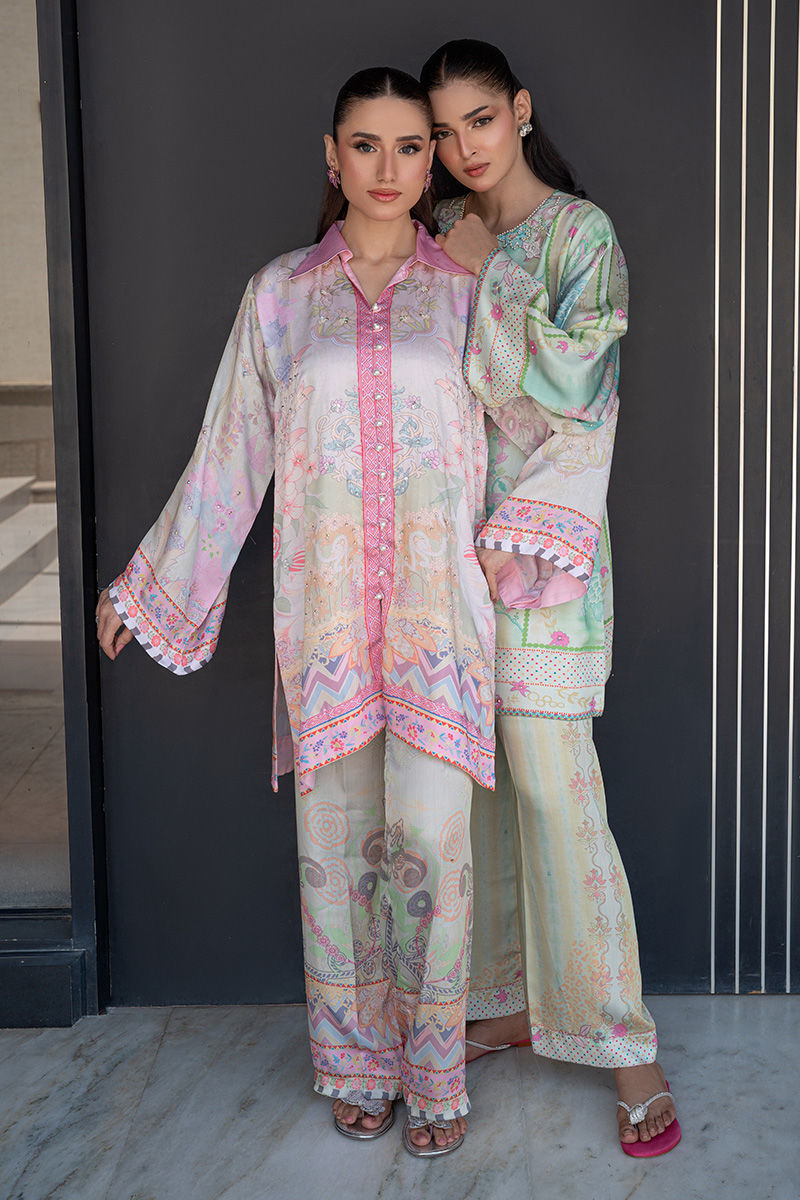 Fatima Khan | Layan Printed Eid Edit | Breezy Mint - Coord Set by Fatima Khan - Designer Dress  - Type : Ladies Clothes - Available at Libayah - 100% Original 