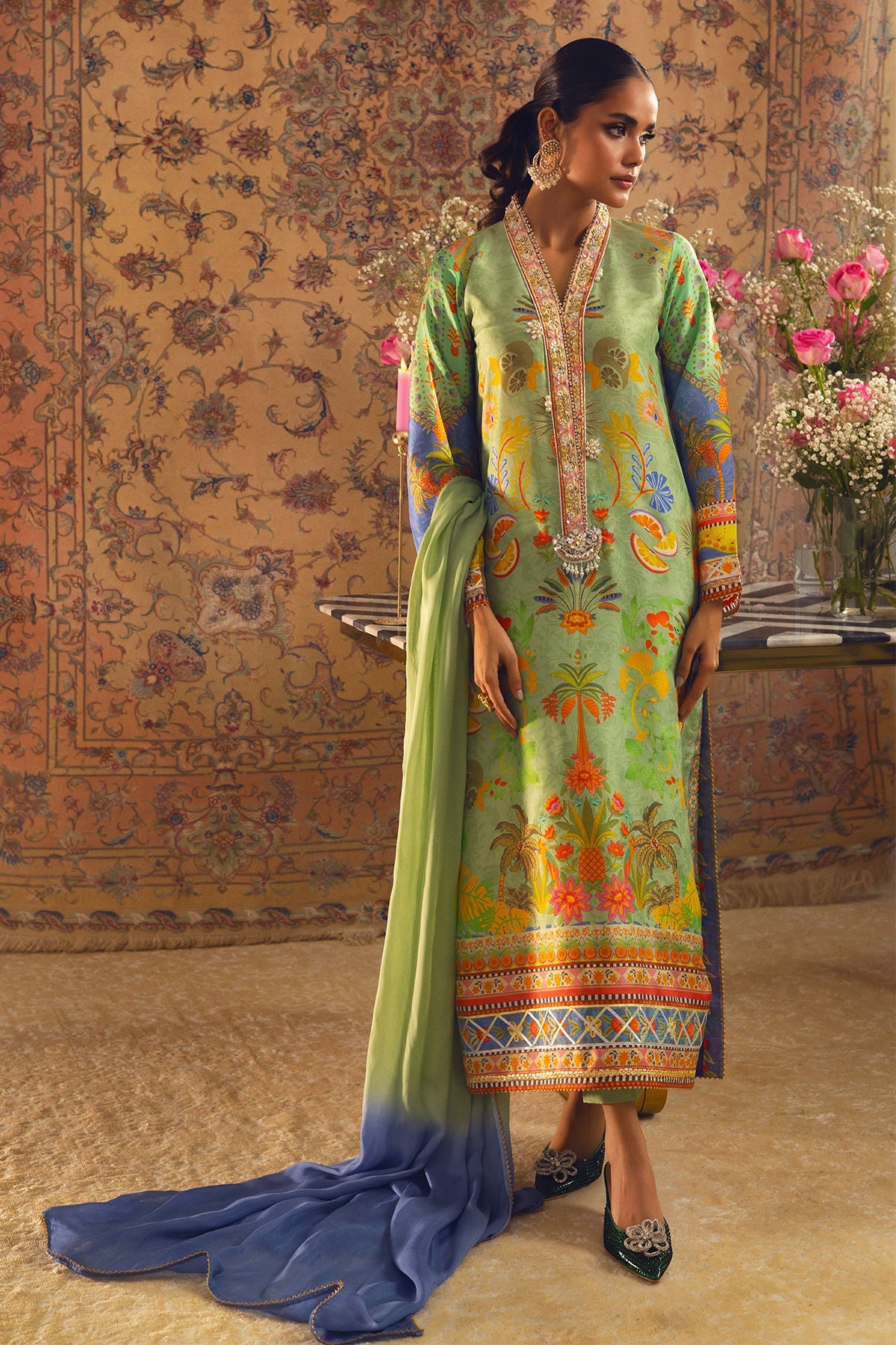 Annus Abrar | Lime Luxe Silk | Limya by Annus Abrar - Designer Dress - Type: Ladies Clothes - Available at Libayah - 100% Original