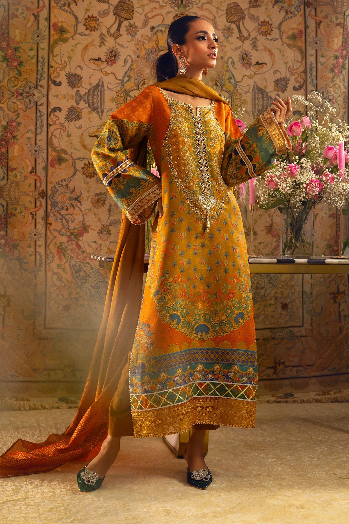 Annus Abrar | Lime Luxe Silk | Faina by Annus Abrar - Designer Dress - Type: Ladies Clothes - Available at Libayah - 100% Original