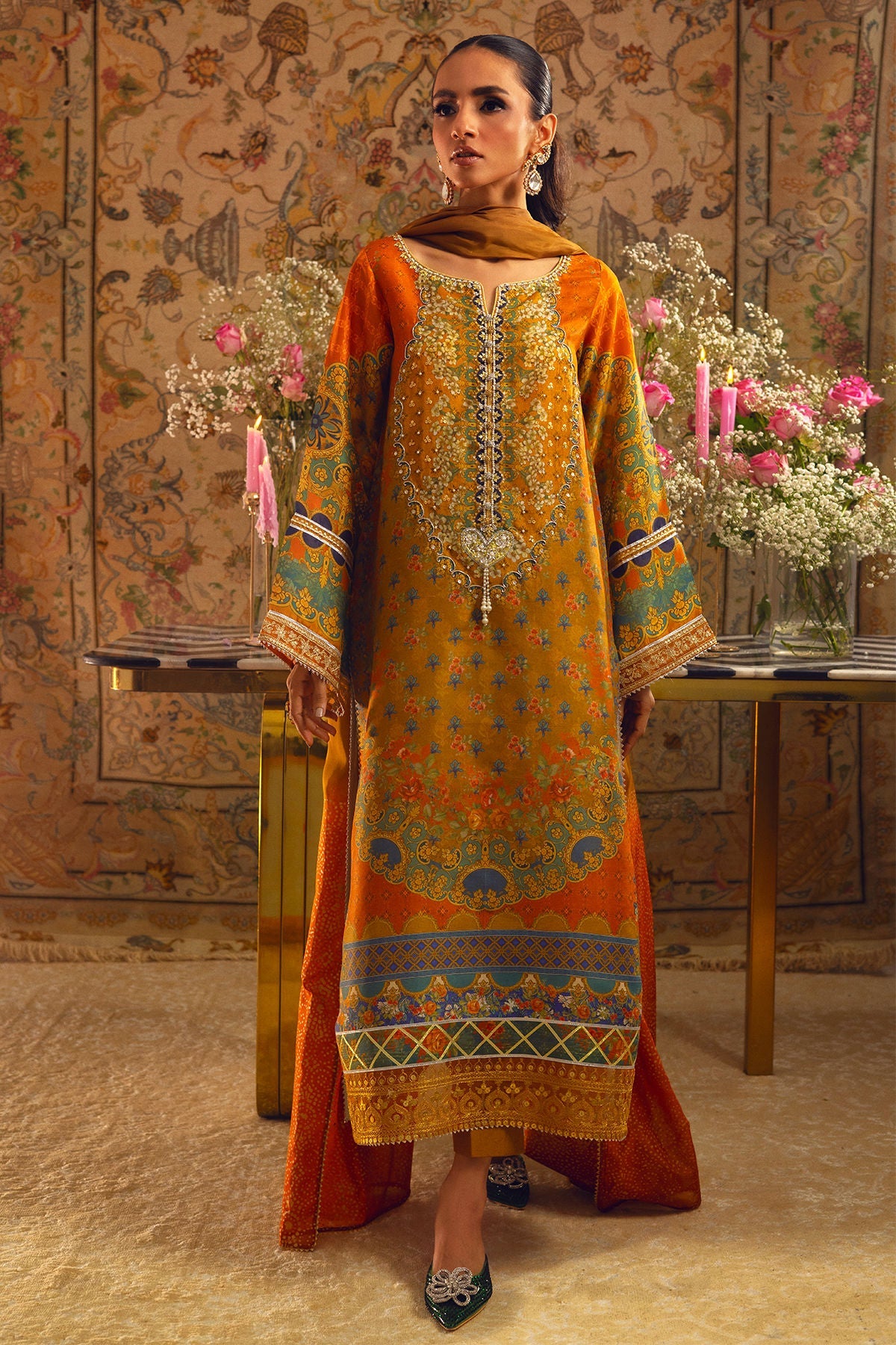 Annus Abrar | Lime Luxe Silk | Faina by Annus Abrar - Designer Dress - Type: Ladies Clothes - Available at Libayah - 100% Original