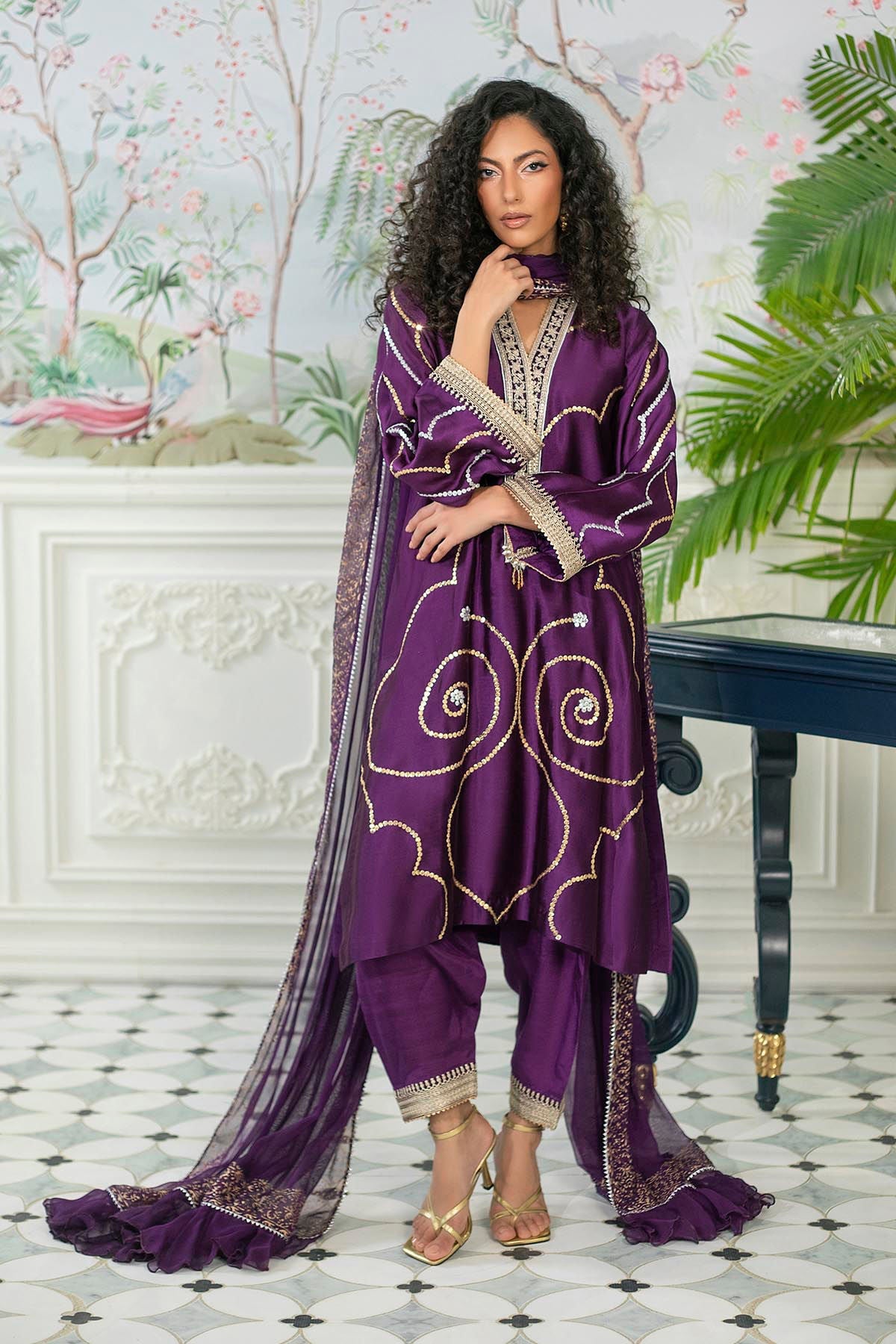Annus Abrar | Sehr Eid Luxe | Izali Aubergine by Annus Abrar - Designer Dress - Type: Ladies Clothes - Available at Libayah - 100% Original