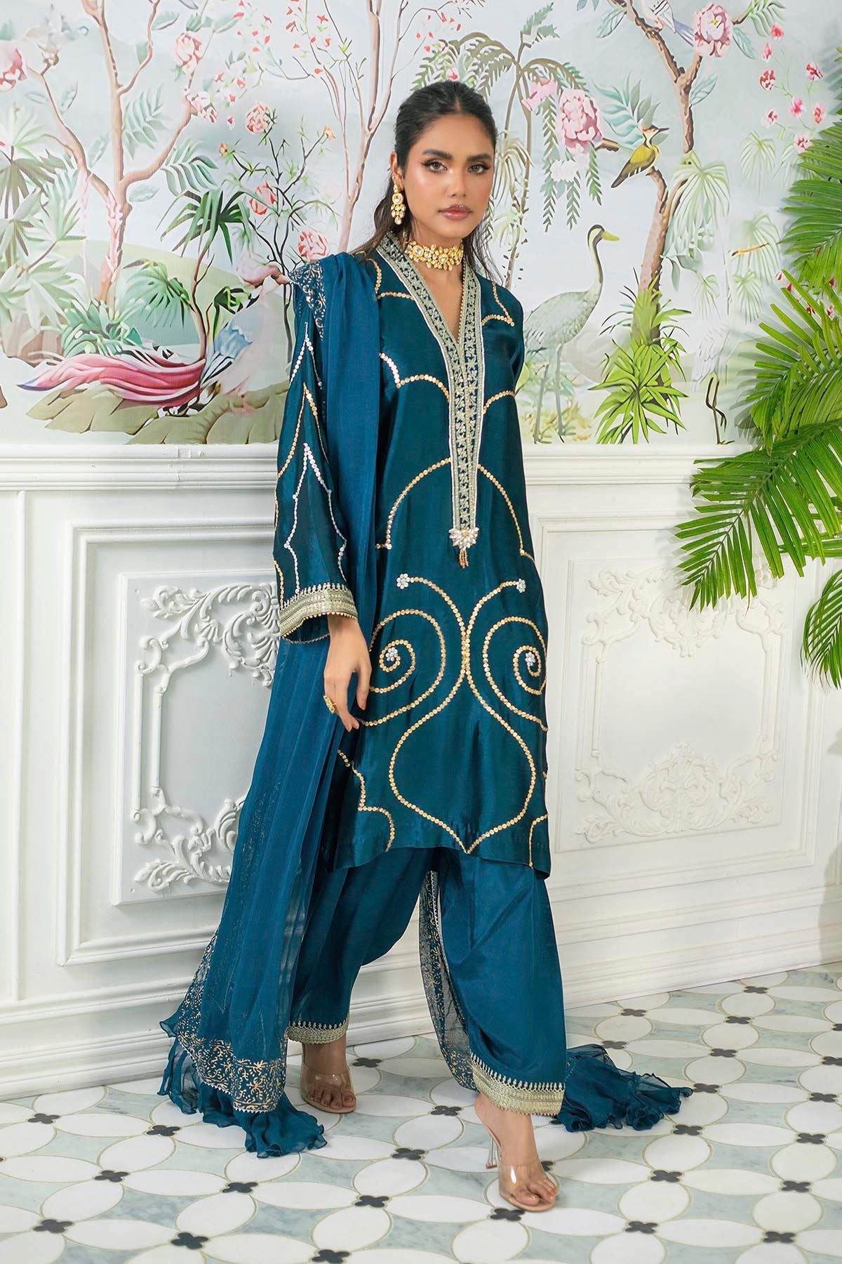 Annus Abrar | Sehr Eid Luxe | Izali Deep Teal by Annus Abrar - Designer Dress - Type: Ladies Clothes - Available at Libayah - 100% Original