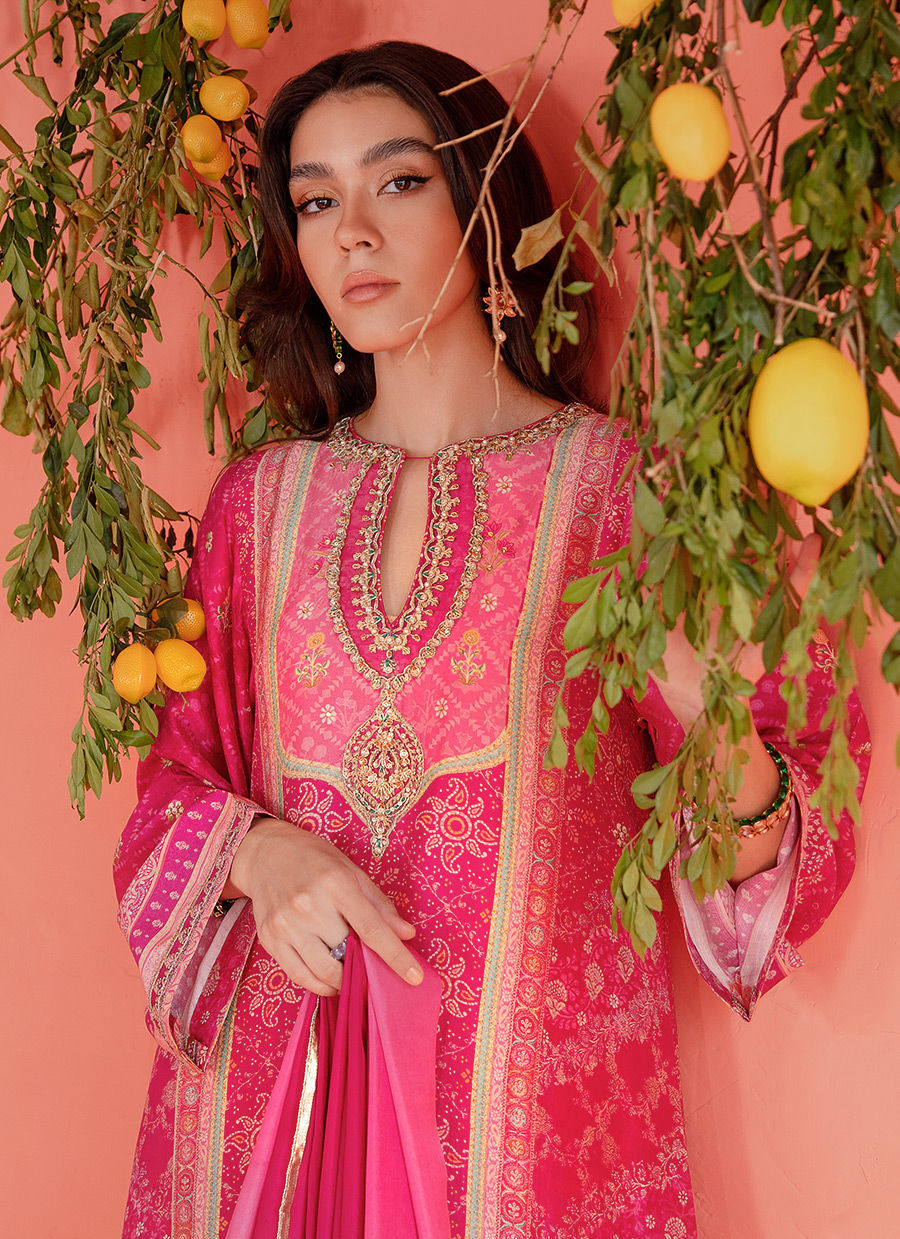 Farah Talib Aziz | Designer Picks 24 | ASHA MAGENTA SHIRT AND DUPATTA by Farah Talib Aziz - Designer Dress - Type: Ladies Clothes - Available at Libayah - 100% Original