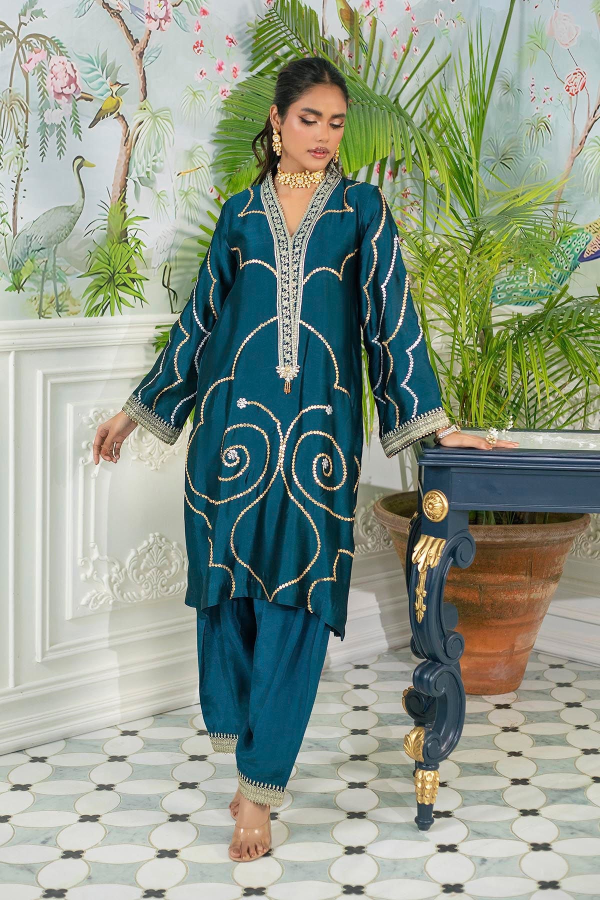 Annus Abrar | Sehr Eid Luxe | Izali Deep Teal by Annus Abrar - Designer Dress - Type: Ladies Clothes - Available at Libayah - 100% Original