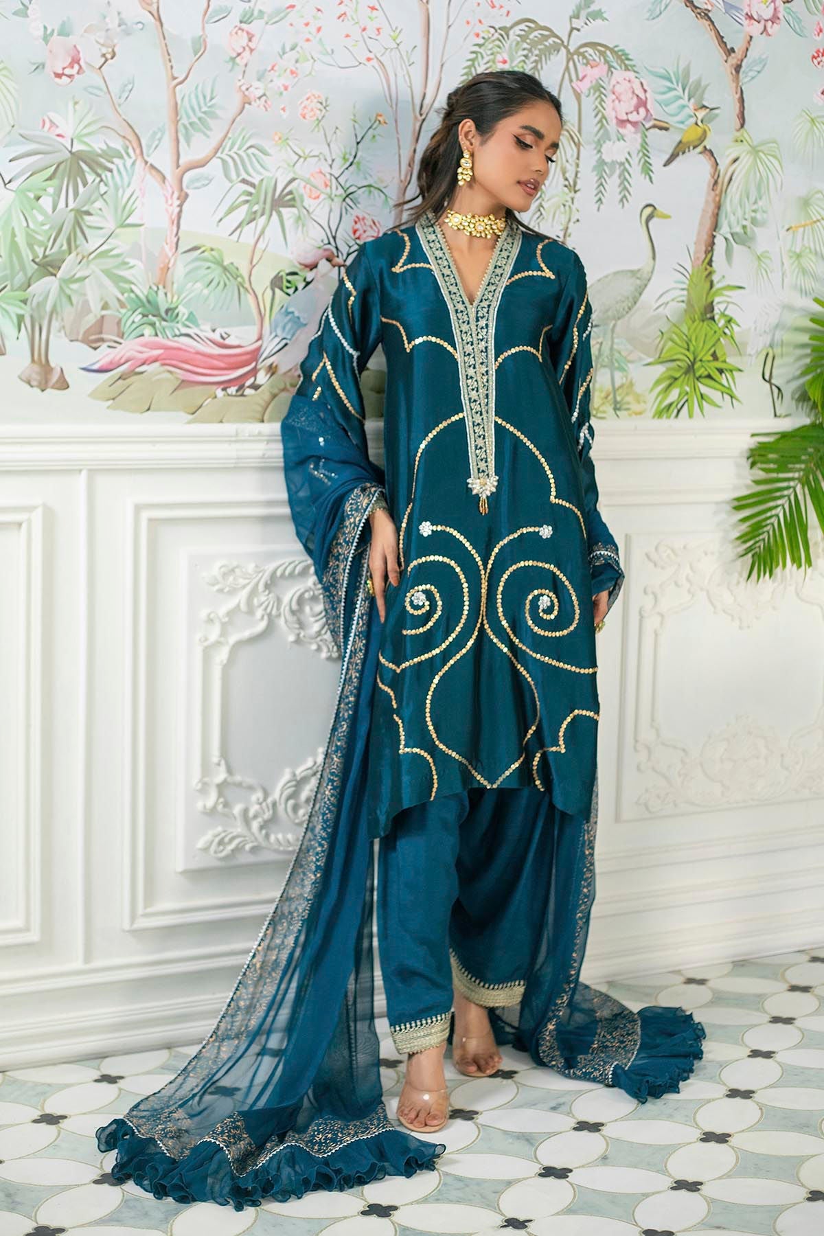Annus Abrar | Sehr Eid Luxe | Izali Deep Teal by Annus Abrar - Designer Dress - Type: Ladies Clothes - Available at Libayah - 100% Original