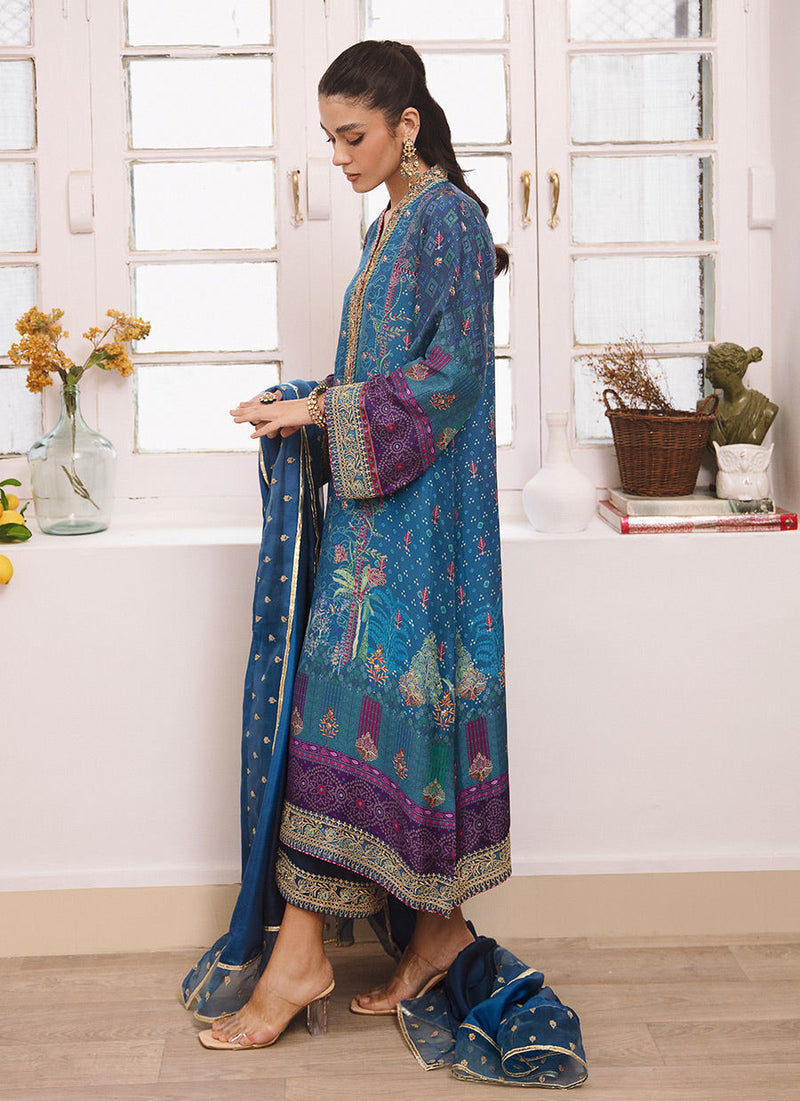 Farah Talib Aziz | Designer Picks 24 | ZOHRA LAPIS SHIRT AND DUPATTA by Farah Talib Aziz - Designer Dress - Type: Ladies Clothes - Available at Libayah - 100% Original