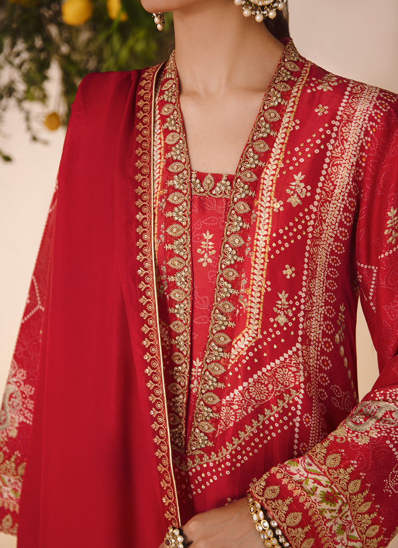 Farah Talib Aziz | Designer Picks 24 | ANEETA CRIMSON SHIRT AND DUPATTA by Farah Talib Aziz - Designer Dress - Type: Ladies Clothes - Available at Libayah - 100% Original