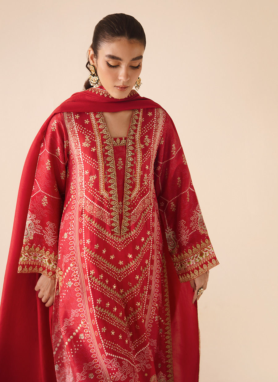 Farah Talib Aziz | Designer Picks 24 | ANEETA CRIMSON SHIRT AND DUPATTA by Farah Talib Aziz - Designer Dress - Type: Ladies Clothes - Available at Libayah - 100% Original