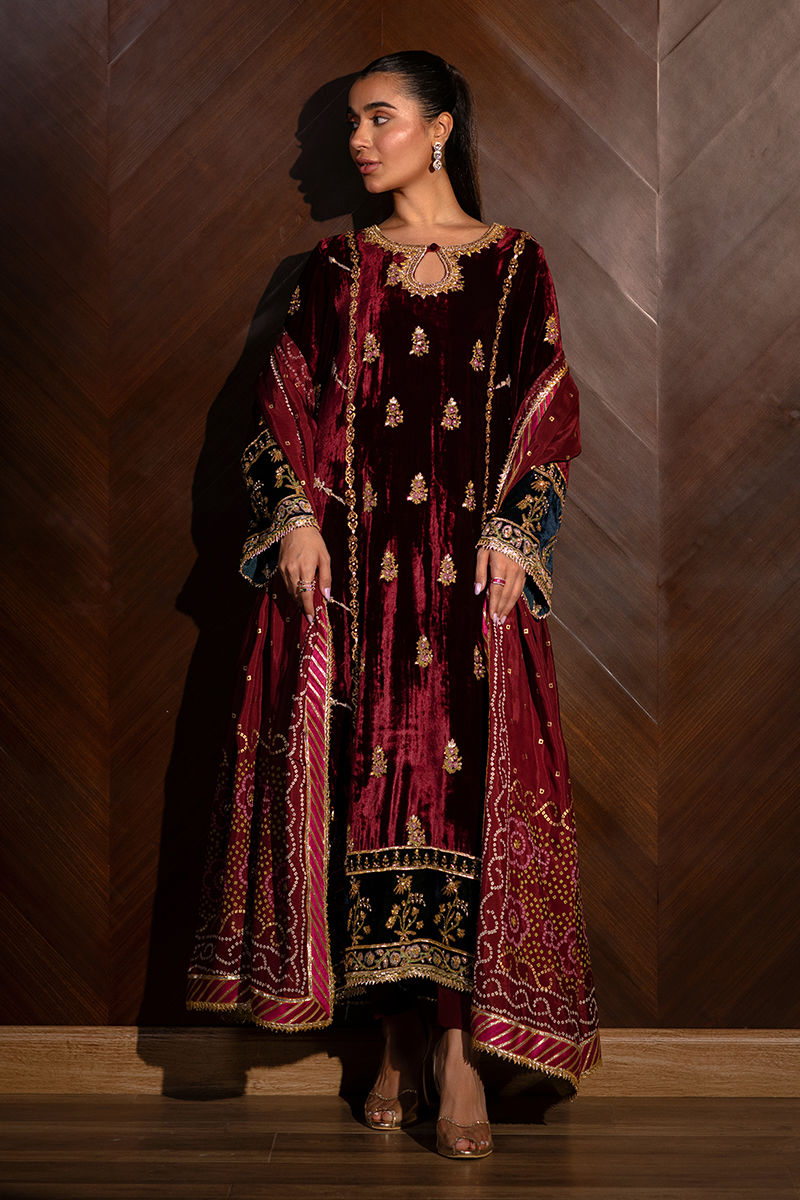 Ansab Jahangir | Bow Velvet Edit | MARILYN by Ansab Jahangir - Designer Dress - Type: Ladies Clothes - Available at Libayah - 100% Original