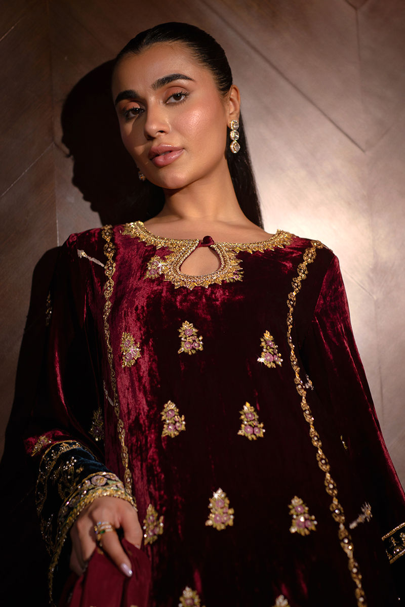 Ansab Jahangir | Bow Velvet Edit | MARILYN by Ansab Jahangir - Designer Dress - Type: Ladies Clothes - Available at Libayah - 100% Original