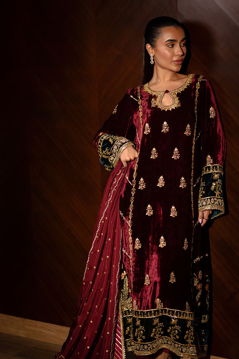 Ansab Jahangir | Bow Velvet Edit | MARILYN by Ansab Jahangir - Designer Dress - Type: Ladies Clothes - Available at Libayah - 100% Original