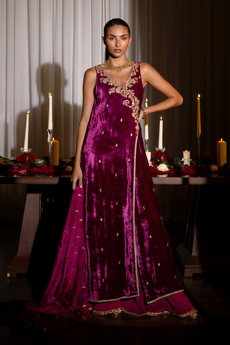 Ansab Jahangir | Bow Velvet Edit | ALANA by Ansab Jahangir - Designer Dress - Type: Ladies Clothes - Available at Libayah - 100% Original