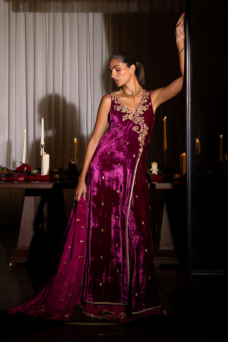 Ansab Jahangir | Bow Velvet Edit | ALANA by Ansab Jahangir - Designer Dress - Type: Ladies Clothes - Available at Libayah - 100% Original