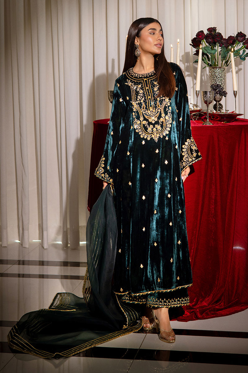 Ansab Jahangir | Bow Velvet Edit | BLAIR by Ansab Jahangir - Designer Dress - Type: Ladies Clothes - Available at Libayah - 100% Original