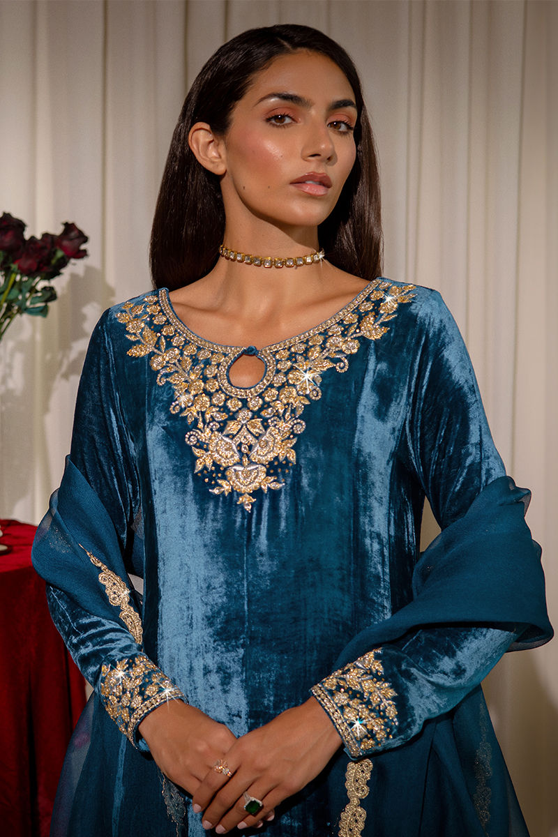 Ansab Jahangir | Bow Velvet Edit | CHARLOTTE by Ansab Jahangir - Designer Dress - Type: Ladies Clothes - Available at Libayah - 100% Original