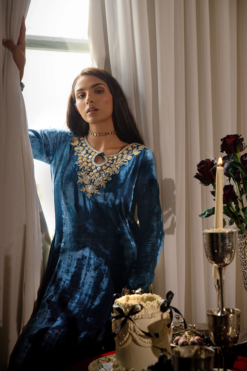 Ansab Jahangir | Bow Velvet Edit | CHARLOTTE by Ansab Jahangir - Designer Dress - Type: Ladies Clothes - Available at Libayah - 100% Original