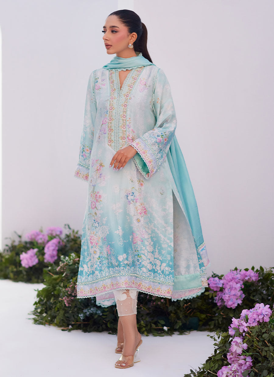 Farah Talib Aziz | Designer Picks 24 | CYAN OMBRE SHIRT AND DUPATTA by Farah Talib Aziz - Designer Dress - Type: Ladies Clothes - Available at Libayah - 100% Original