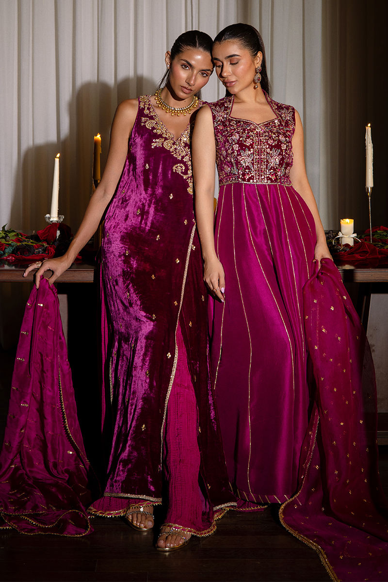 Ansab Jahangir | Bow Velvet Edit | MABEL by Ansab Jahangir - Designer Dress - Type: Ladies Clothes - Available at Libayah - 100% Original