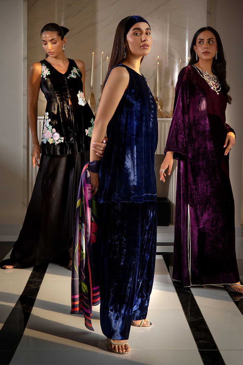 Ansab Jahangir | Bow Velvet Edit | EMILY by Ansab Jahangir - Designer Dress - Type: Ladies Clothes - Available at Libayah - 100% Original