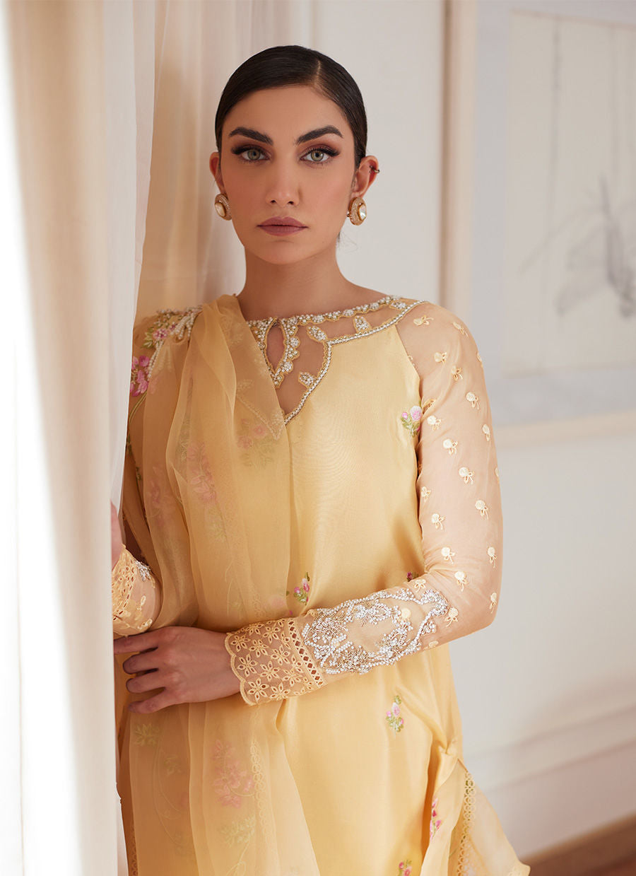 Farah Talib Aziz | Luna Eid Collection 24 | CYRILLA PALE YELLOW by Farah Talib Aziz - Designer Dress - Type: Ladies Clothes - Available at Libayah - 100% Original
