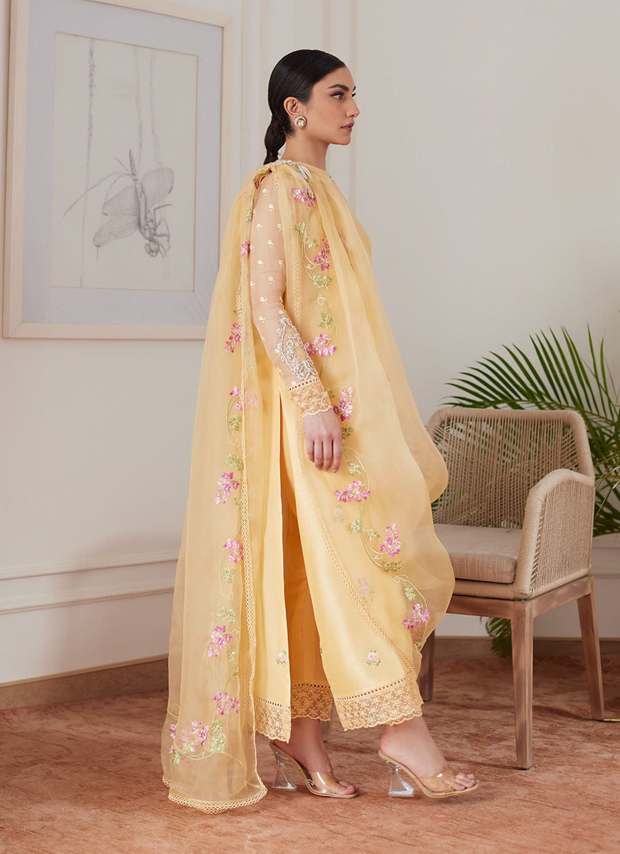 Farah Talib Aziz | Luna Eid Collection 24 | CYRILLA PALE YELLOW by Farah Talib Aziz - Designer Dress - Type: Ladies Clothes - Available at Libayah - 100% Original