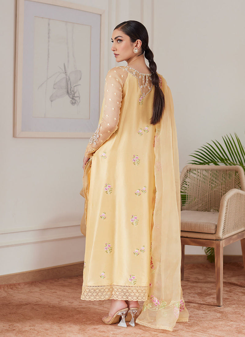 Farah Talib Aziz | Luna Eid Collection 24 | CYRILLA PALE YELLOW by Farah Talib Aziz - Designer Dress - Type: Ladies Clothes - Available at Libayah - 100% Original