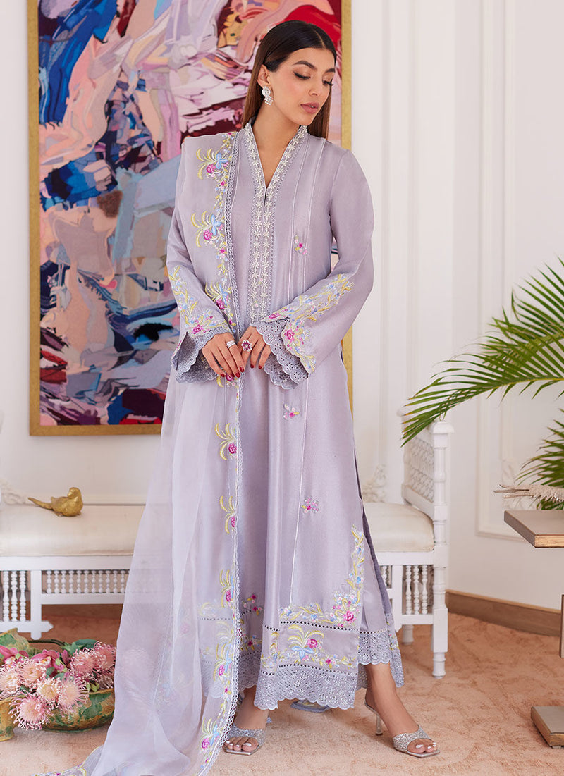 Farah Talib Aziz | Luna Eid Collection 24 | ODETTE SILVER GREY by Farah Talib Aziz - Designer Dress - Type: Ladies Clothes - Available at Libayah - 100% Original