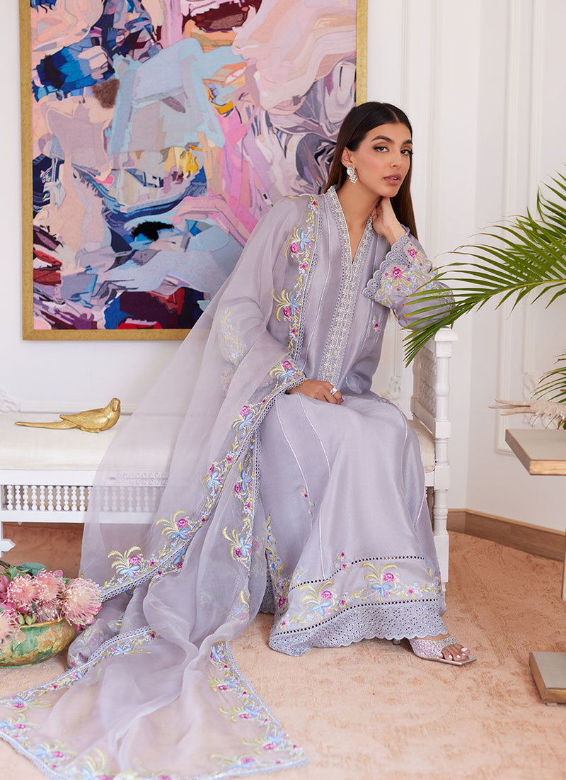 Farah Talib Aziz | Luna Eid Collection 24 | ODETTE SILVER GREY by Farah Talib Aziz - Designer Dress - Type: Ladies Clothes - Available at Libayah - 100% Original