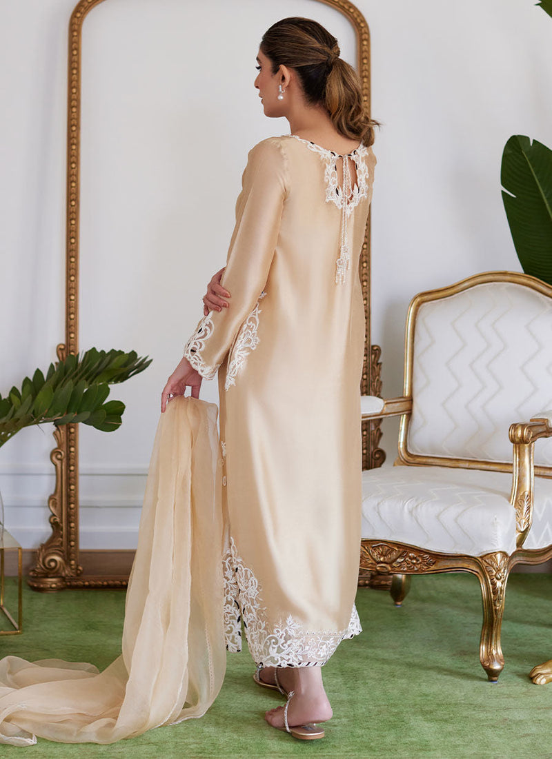 Farah Talib Aziz | Luna Eid Collection 24 | MELVINA CHAMPAGNE BEIGE by Farah Talib Aziz - Designer Dress - Type: Ladies Clothes - Available at Libayah - 100% Original