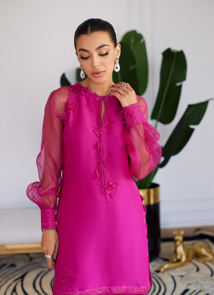 Farah Talib Aziz | Designer Picks 24 | ELIO HOT PINK RAW SILK SHIRT WITH DUPATTA by Farah Talib Aziz - Designer Dress - Type: Ladies Clothes - Available at Libayah - 100% Original