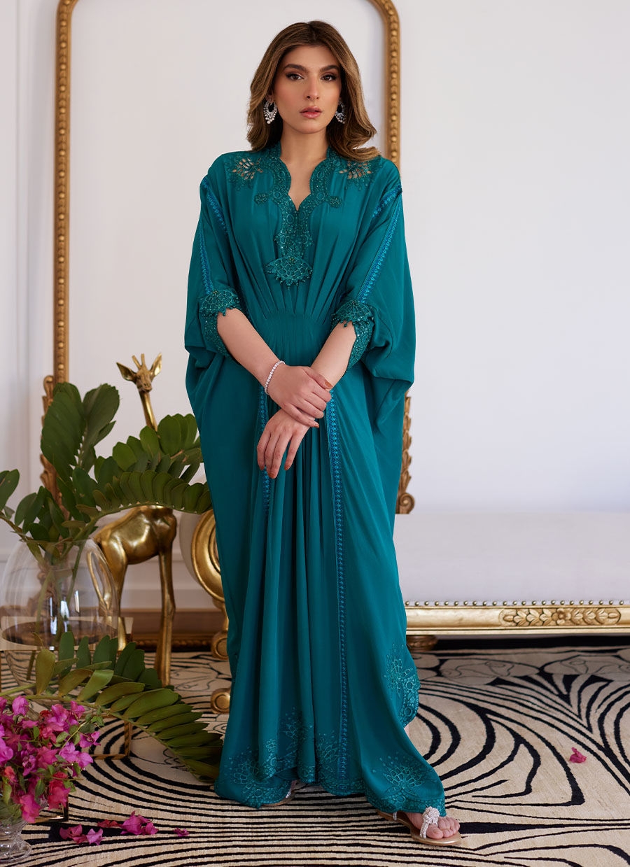 Farah Talib Aziz | Luna Eid Collection 24 | EMMELINE EMERALD CREPE by Farah Talib Aziz - Designer Dress - Type: Ladies Clothes - Available at Libayah - 100% Original
