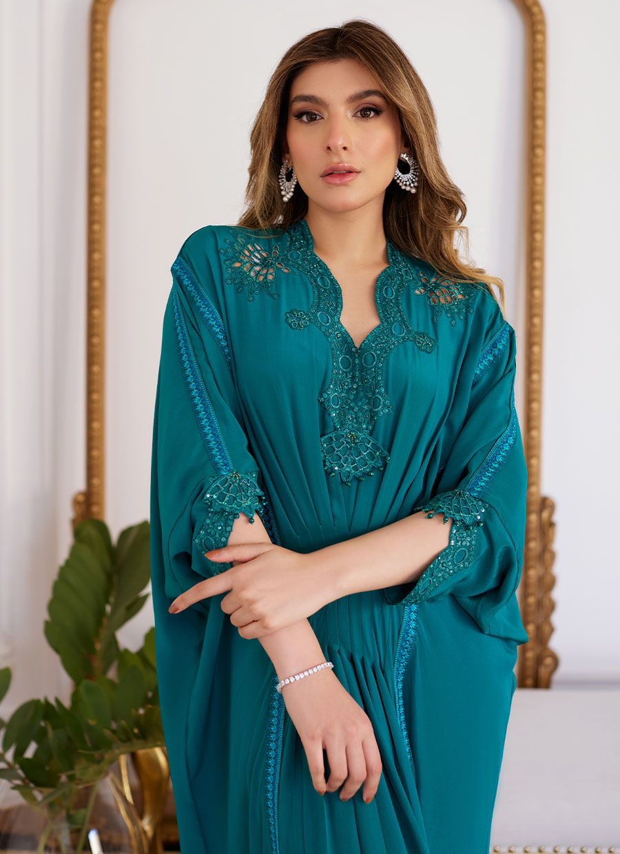 Farah Talib Aziz | Luna Eid Collection 24 | EMMELINE EMERALD CREPE by Farah Talib Aziz - Designer Dress - Type: Ladies Clothes - Available at Libayah - 100% Original