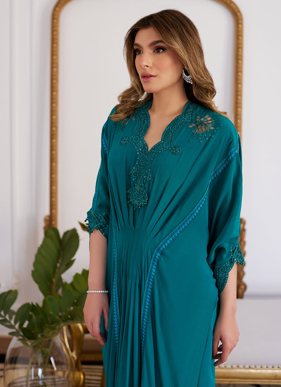 Farah Talib Aziz | Luna Eid Collection 24 | EMMELINE EMERALD CREPE by Farah Talib Aziz - Designer Dress - Type: Ladies Clothes - Available at Libayah - 100% Original