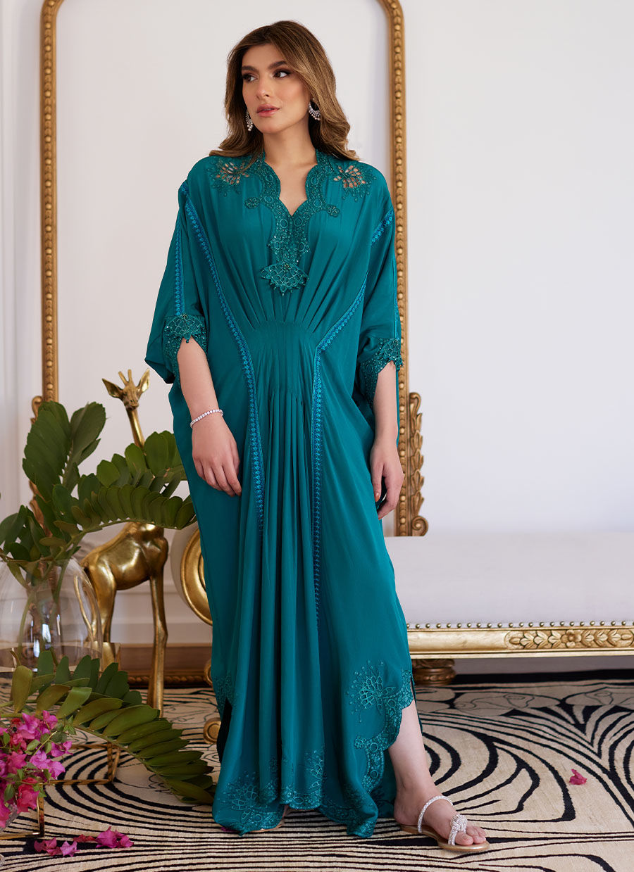 Farah Talib Aziz | Luna Eid Collection 24 | EMMELINE EMERALD CREPE by Farah Talib Aziz - Designer Dress - Type: Ladies Clothes - Available at Libayah - 100% Original