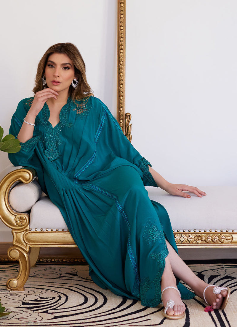 Farah Talib Aziz | Luna Eid Collection 24 | EMMELINE EMERALD CREPE by Farah Talib Aziz - Designer Dress - Type: Ladies Clothes - Available at Libayah - 100% Original