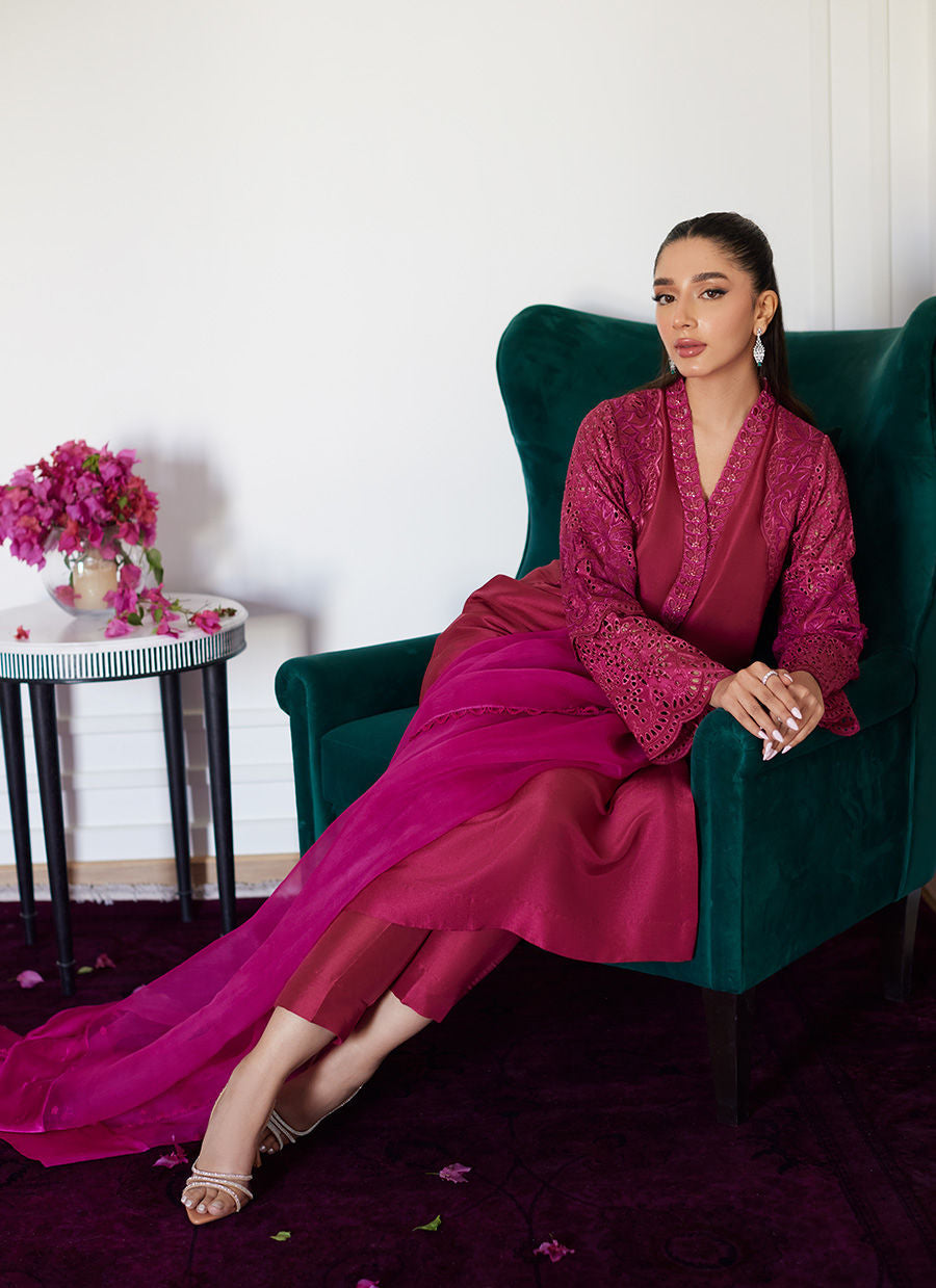 Farah Talib Aziz | Luna Eid Collection 24 | HONORINE MAGENTA by Farah Talib Aziz - Designer Dress - Type: Ladies Clothes - Available at Libayah - 100% Original