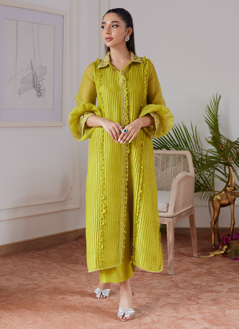 Farah Talib Aziz | Luna Eid Collection 24 | FAUSTINE KIWI by Farah Talib Aziz - Designer Dress - Type: Ladies Clothes - Available at Libayah - 100% Original