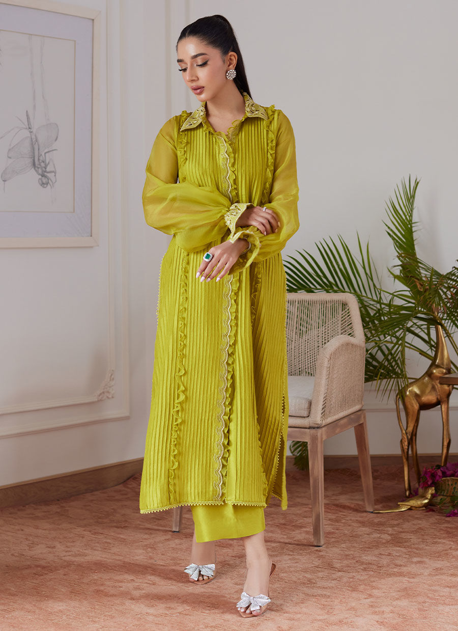 Farah Talib Aziz | Luna Eid Collection 24 | FAUSTINE KIWI by Farah Talib Aziz - Designer Dress - Type: Ladies Clothes - Available at Libayah - 100% Original