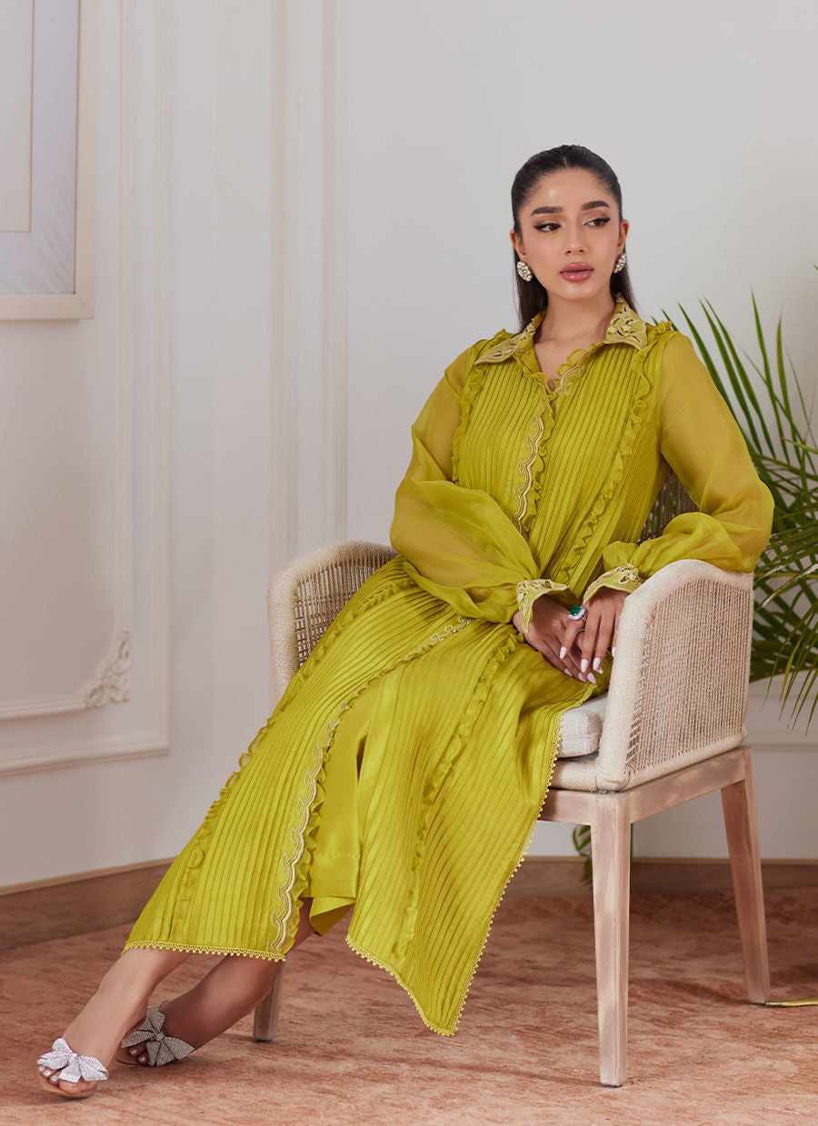 Farah Talib Aziz | Luna Eid Collection 24 | FAUSTINE KIWI by Farah Talib Aziz - Designer Dress - Type: Ladies Clothes - Available at Libayah - 100% Original