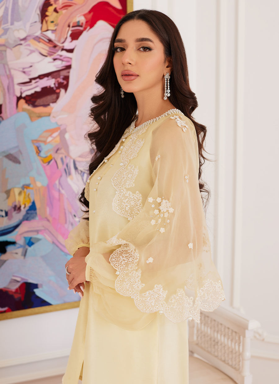 Farah Talib Aziz | Luna Eid Collection 24 | ESMERALDA PASTEL YELLOW by Farah Talib Aziz - Designer Dress - Type: Ladies Clothes - Available at Libayah - 100% Original