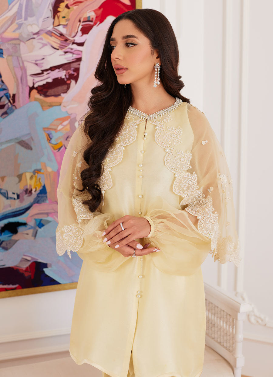Farah Talib Aziz | Luna Eid Collection 24 | ESMERALDA PASTEL YELLOW by Farah Talib Aziz - Designer Dress - Type: Ladies Clothes - Available at Libayah - 100% Original