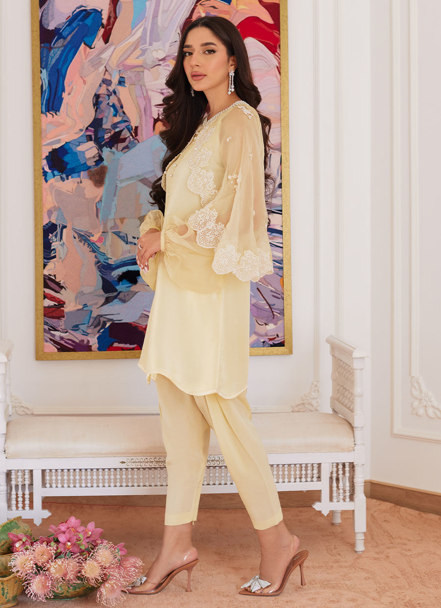 Farah Talib Aziz | Luna Eid Collection 24 | ESMERALDA PASTEL YELLOW by Farah Talib Aziz - Designer Dress - Type: Ladies Clothes - Available at Libayah - 100% Original