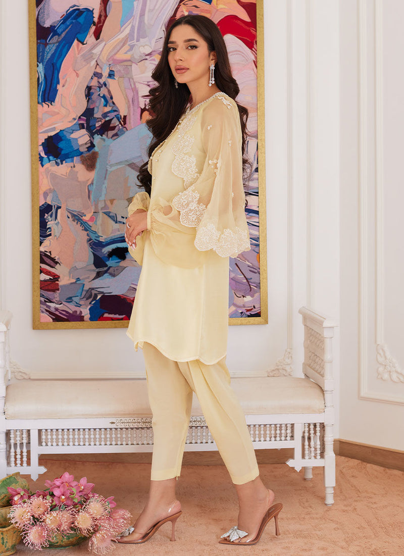 Farah Talib Aziz | Luna Eid Collection 24 | ESMERALDA PASTEL YELLOW by Farah Talib Aziz - Designer Dress - Type: Ladies Clothes - Available at Libayah - 100% Original